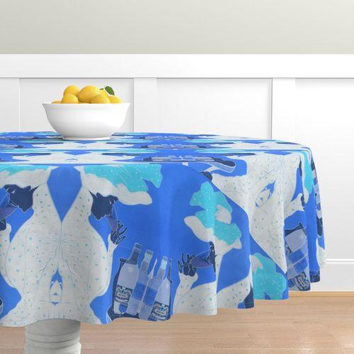 Arlene Absinthe Blue Round Table Cloth on Lilly