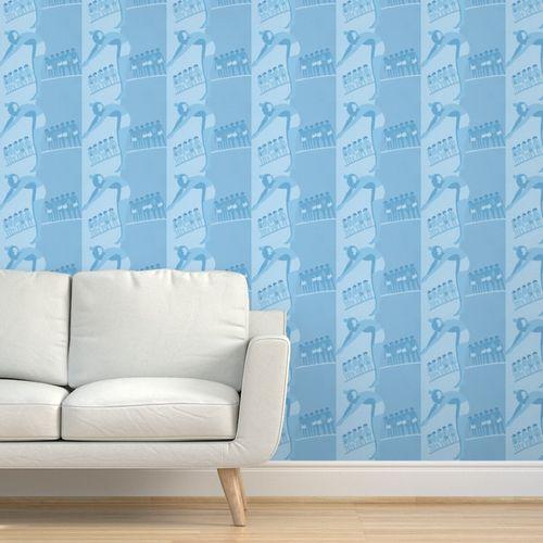 Let's Go Swimming Light Blue Durable Vinyl Wallpaper