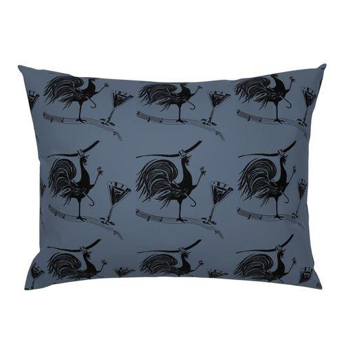 Rooster Martini's Blue Standard Pillow Sham on Isabella