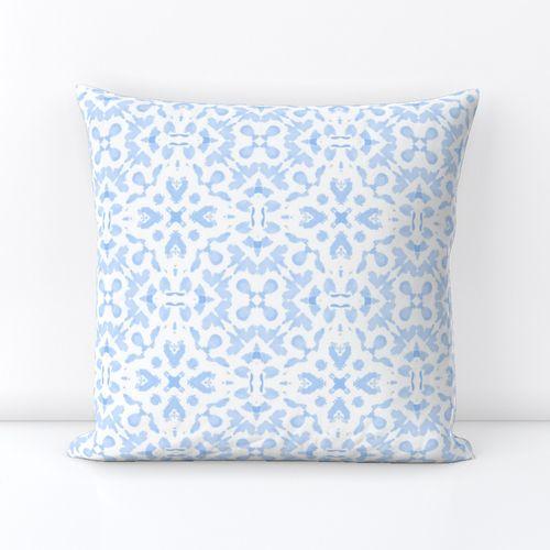 Walter Water Color Light Blue  Square Throw Pillow Cover on Lexington
