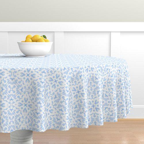 Walter Water Color Light Blue Round Table Cloth on Lilly