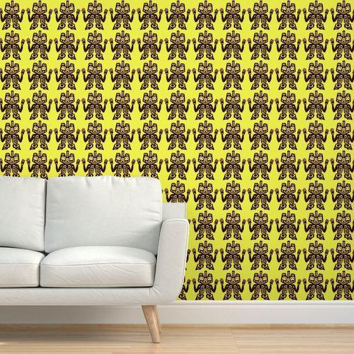Tiki Wiki Lounge Yellow Durable Vinyl Wallpaper