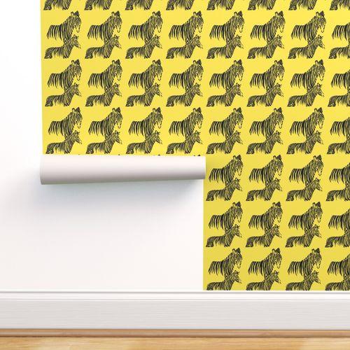Zepellin Zebras Yellow DW Wallpaper