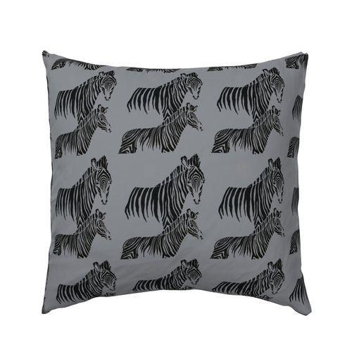 Zepellin Zebras Grey, Black Standard Pillow Sham on Isabella  