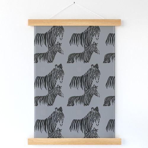 Zepellin Zebras Grey, Black Wall Art 