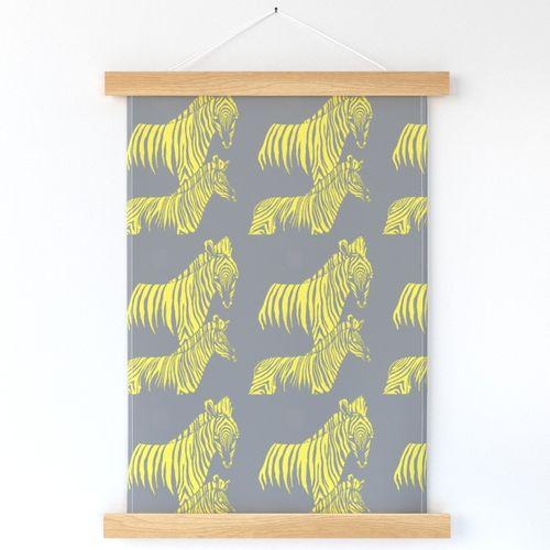 Zepellin Zebras Yellow, Grey Wall Art 
