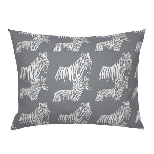 Zepellin Zebras White, Grey Standard Pillow Sham on Isabella  