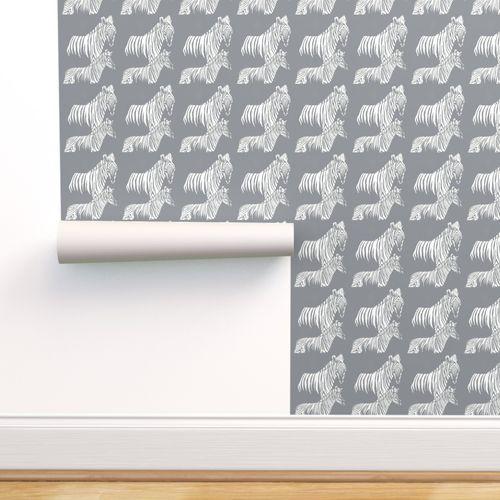 Zepellin Zebras White, Grey Traditional | Retro Walls