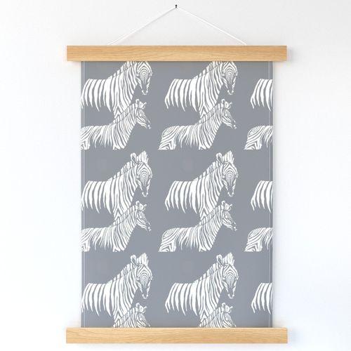 Zepellin Zebras White, Grey Wall Art 
