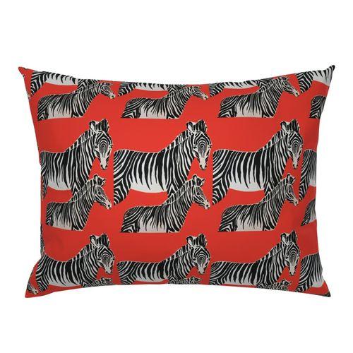 Zepellin Zebras Classic Red Standard Pillow Sham on Isabella