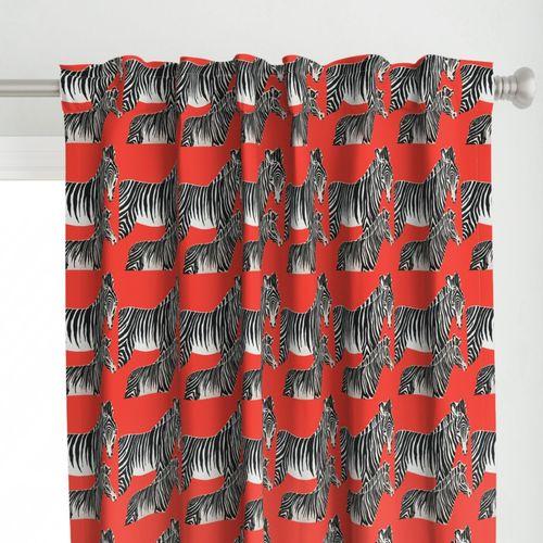 Zepellin Zebras Classic Red  Curtain Panel on Lexington
