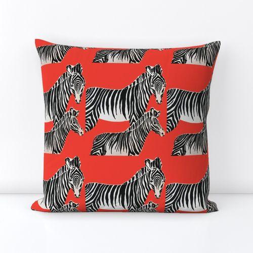 Zepellin Zebras Classic Red  Square Throw Pillow Cover on Lexington