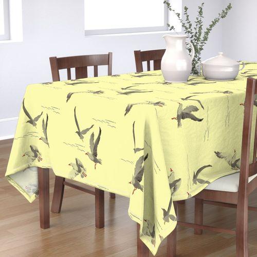 Gregorious Gulls Yellow Rectangular Table Cloth