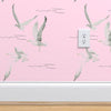 Gregorious Gulls Pink Traditional Wallpaper
