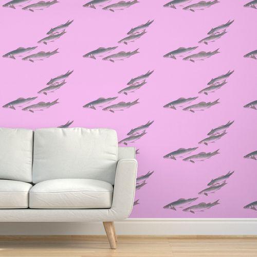 Chiba Shores  Pink Durable Vinyl Wallpaper