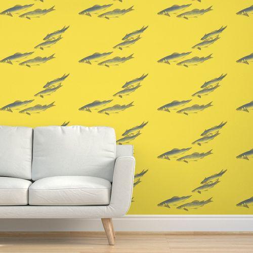 Chiba Shores Sunshine Yellow Durable Vinyl Wallpaper