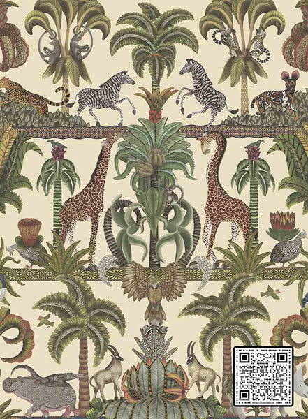  AFRIKA KINGDOM NON WOVEN GREEN IVORY  WALLCOVERING available exclusively at Designer Wallcoverings