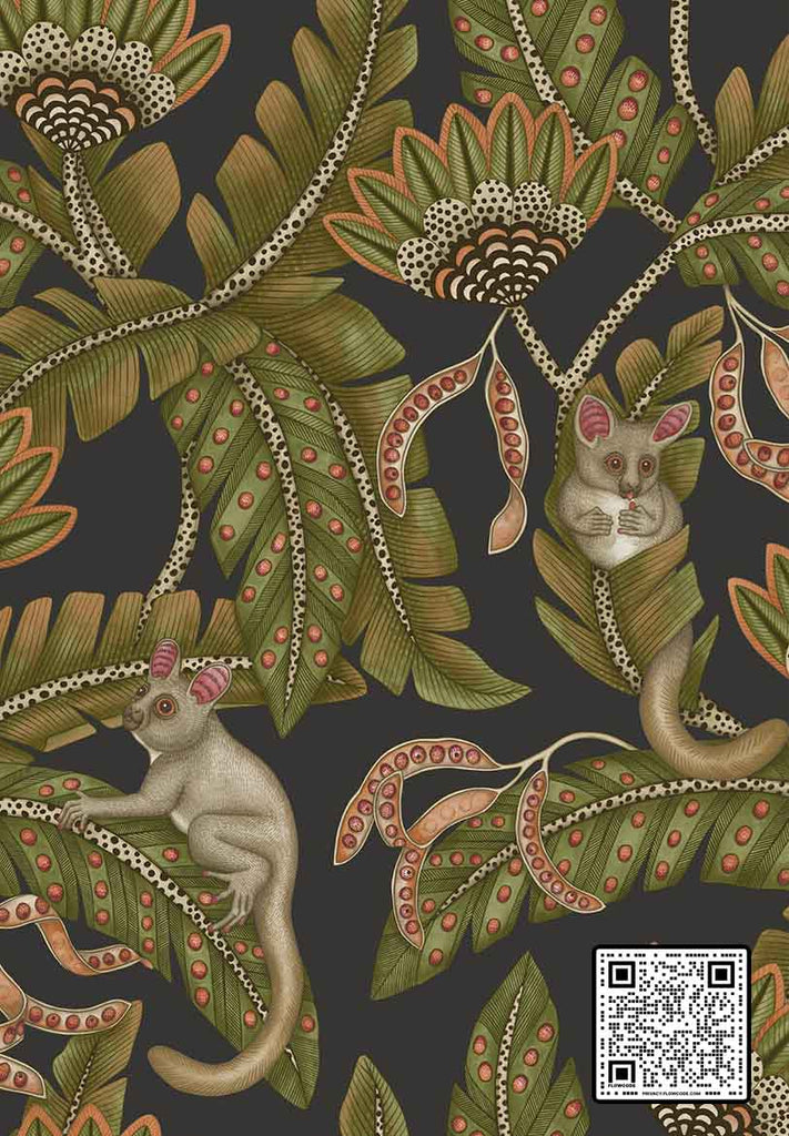  BUSH BABY NON WOVEN MULTI BLACK GREEN WALLCOVERING available exclusively at Designer Wallcoverings