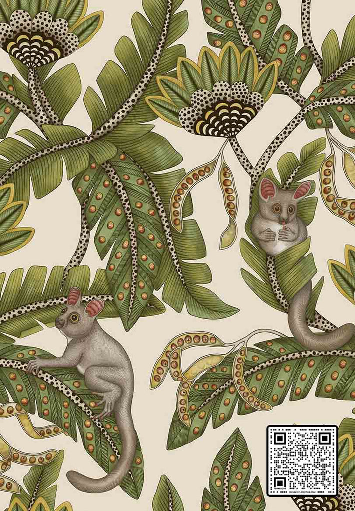  BUSH BABY NON WOVEN GREEN GREY  WALLCOVERING available exclusively at Designer Wallcoverings