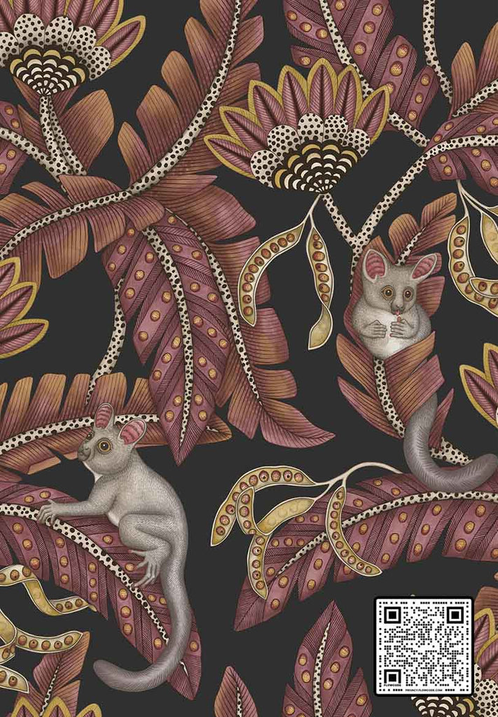  BUSH BABY NON WOVEN RUST BLACK  WALLCOVERING available exclusively at Designer Wallcoverings