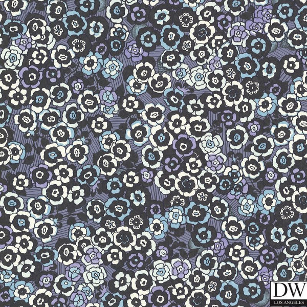 Lantana Violet Bohemian Floral Wallcovering
