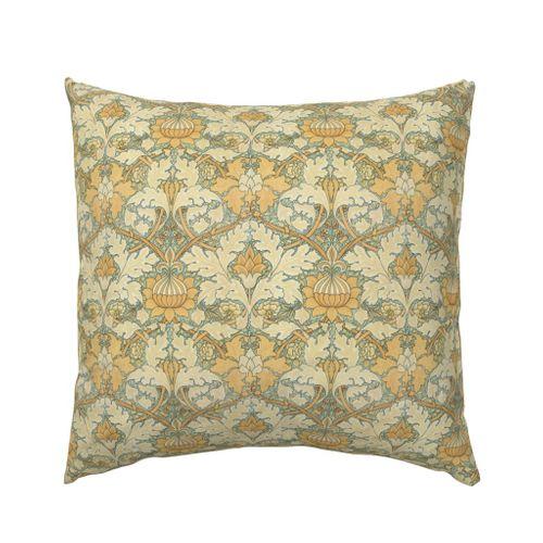 Saint James Growing Damask Green, Cream European Pillow Sham on Isabella Italian Cotton