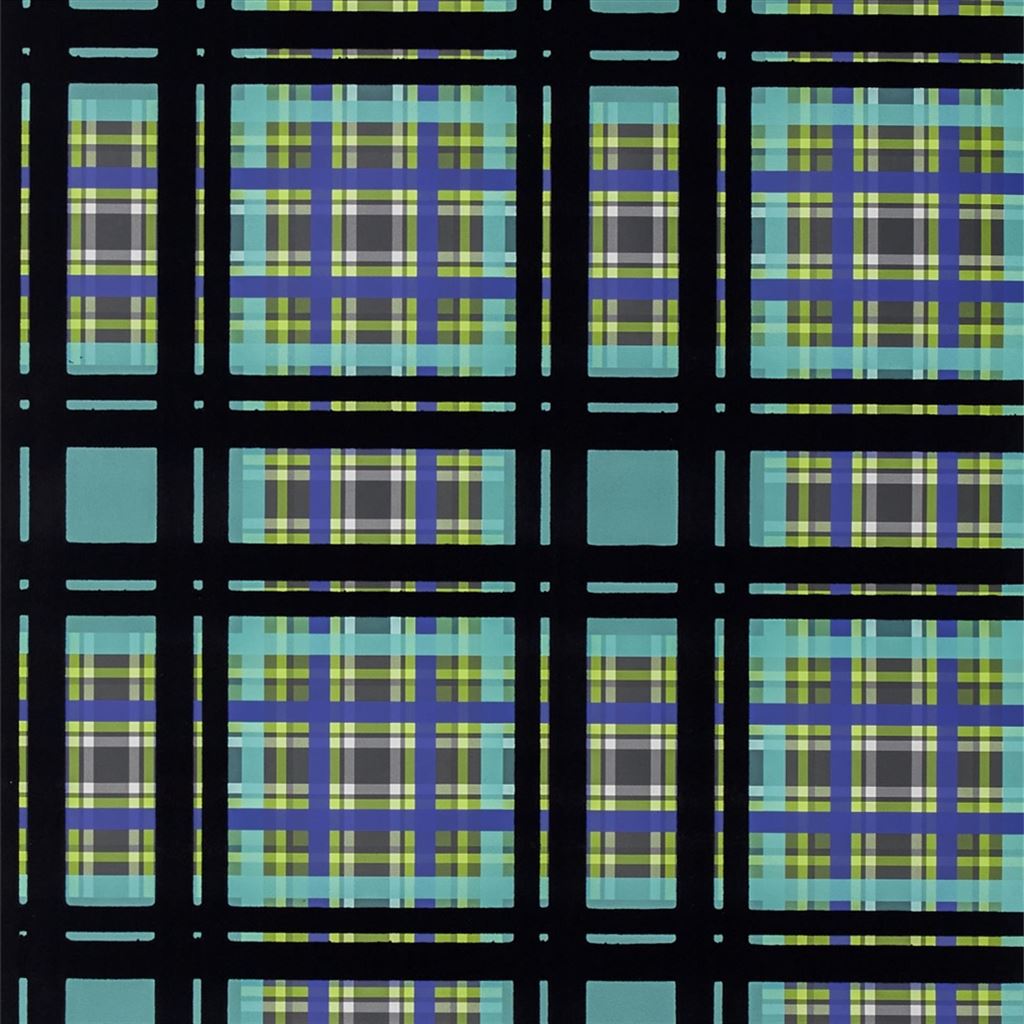 Chennai Flock Velvet Plaid Chocolate Wallpaper | Designers Guild