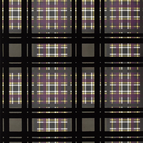 Chennai Flock Velvet Plaid Chocolate | Designers Guild