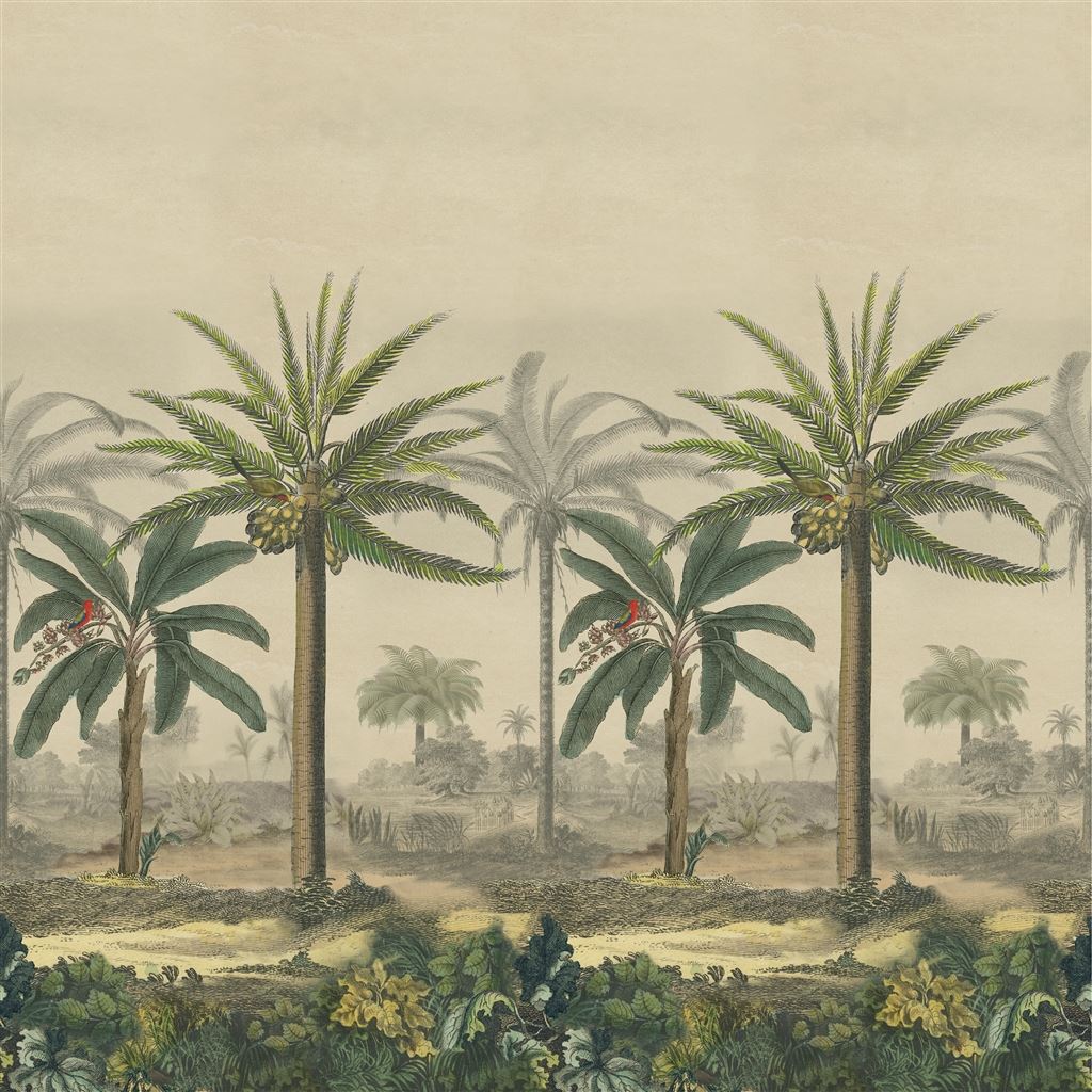 Palm Trail Scene 1  Sepia Wallpaper | Designers Guild