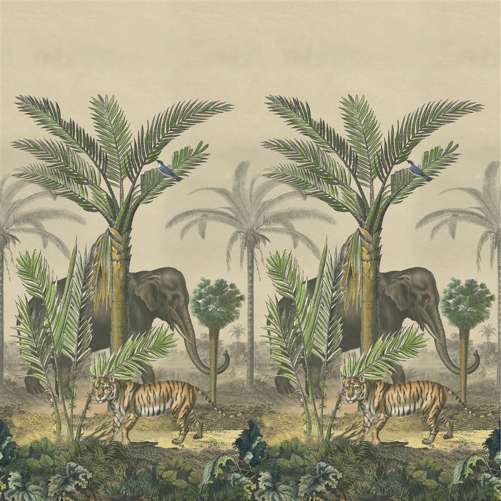 Palm Trail Scene 1  Sepia Wallpaper | Designers Guild