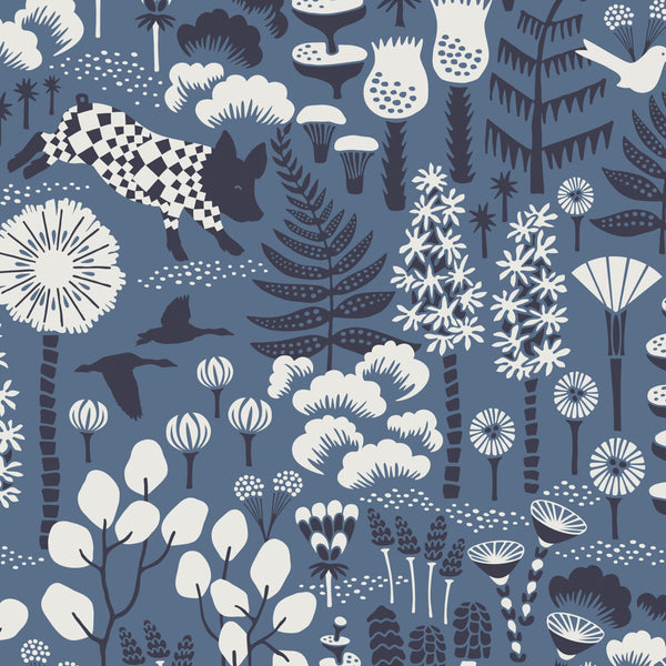 Hoppmosse - Blue Wallcovering | Schumacher