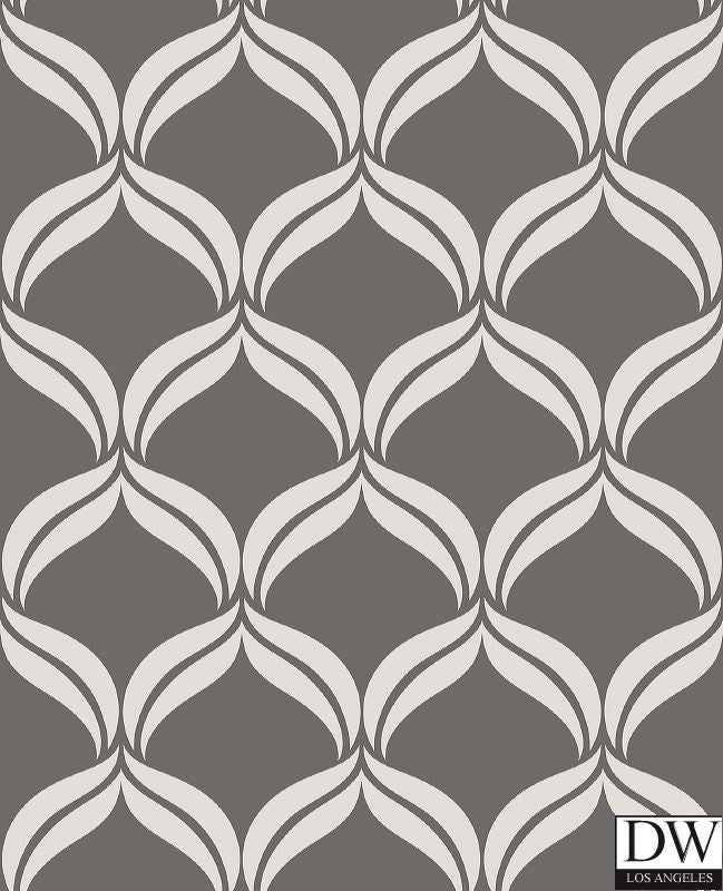 Petals Grey Ogee Wallpaper