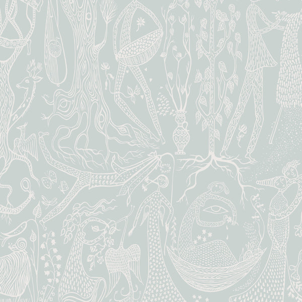 PoèMe D'Amour - Pale Blue Wallcovering | Schumacher