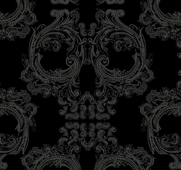 Skull Damask - Version 1.0 - 10" H Repeat - Textured Grey