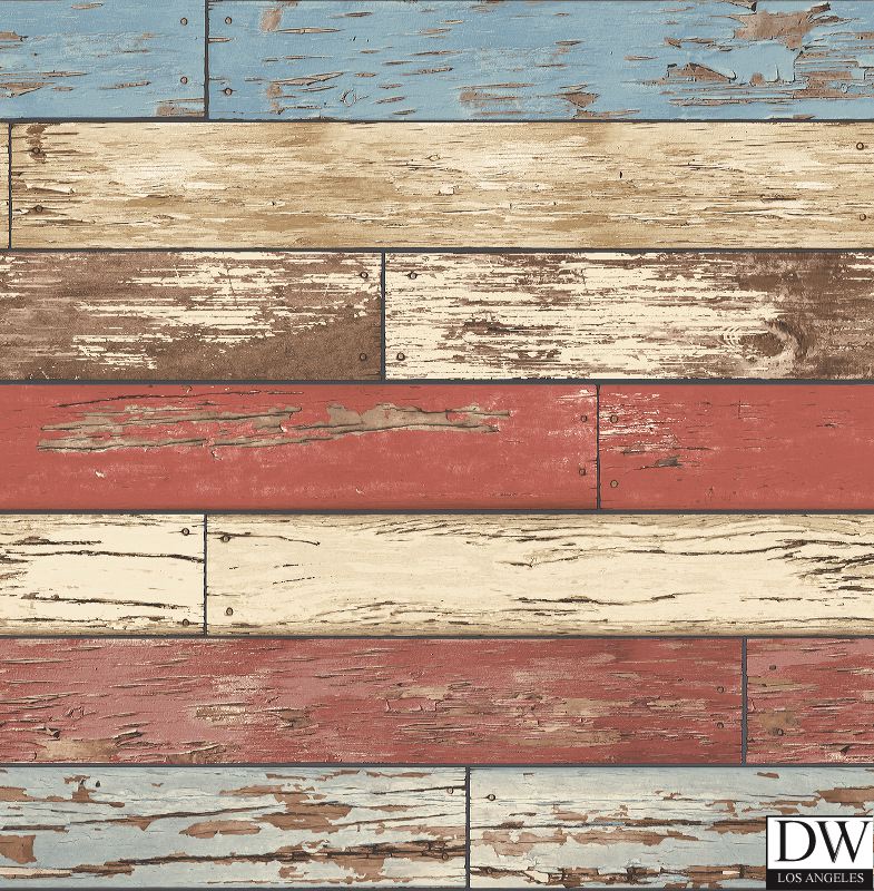 Scrap Wood Red Weathered Texture Wallpaper