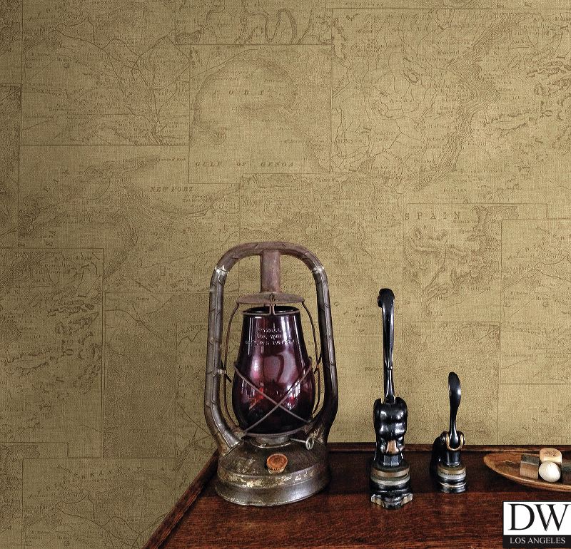 Conrad Beige Map Wallpaper