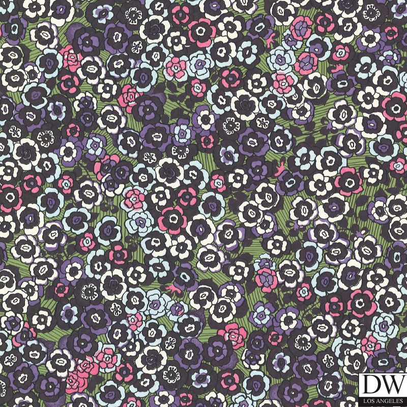 Lantana Grass Bohemian Floral Wallpaper