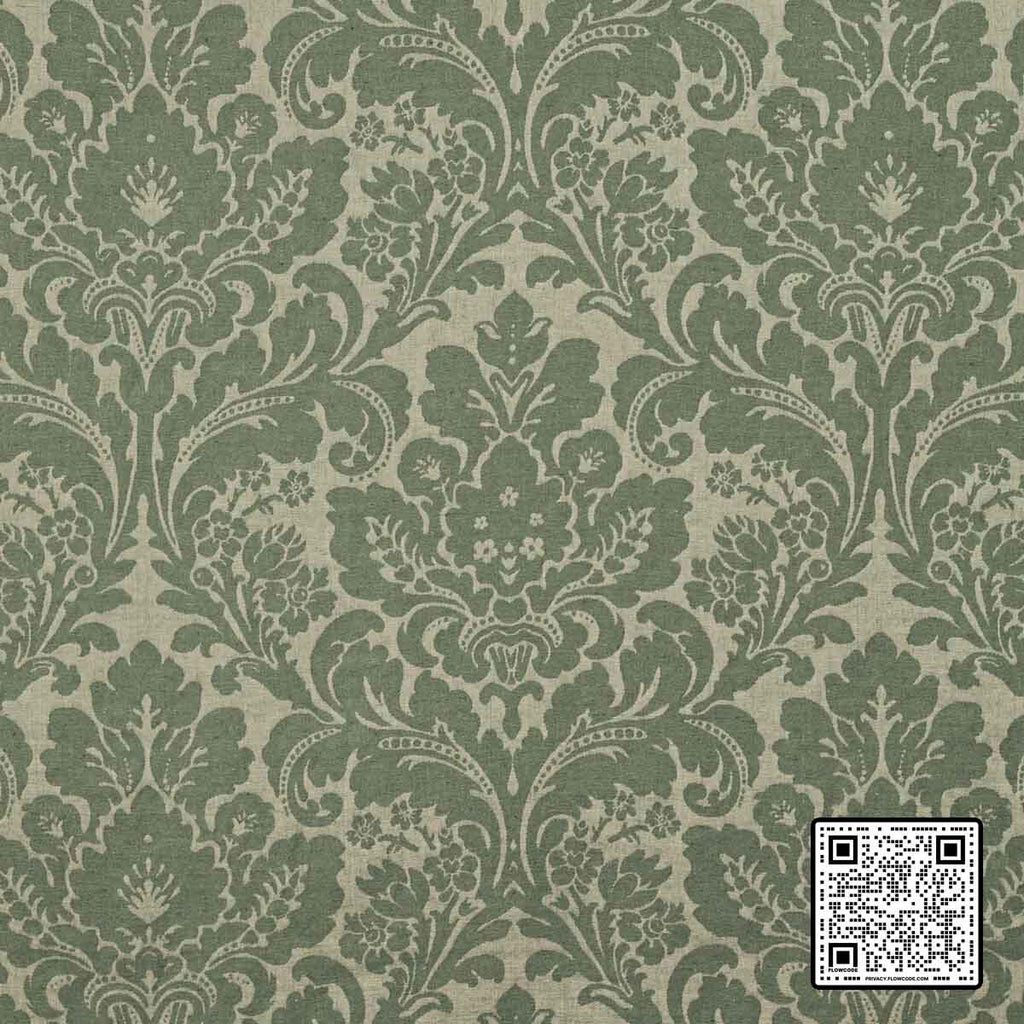  ACANTHUS DAMASK LINEN GREEN OLIVE GREEN GREEN MULTIPURPOSE available exclusively at Designer Wallcoverings
