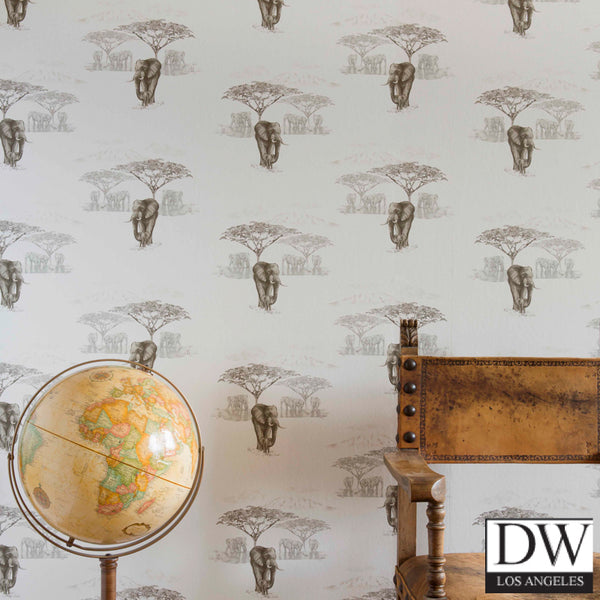 The Waterhole Wallcovering - Elephants - Wallcovering -1