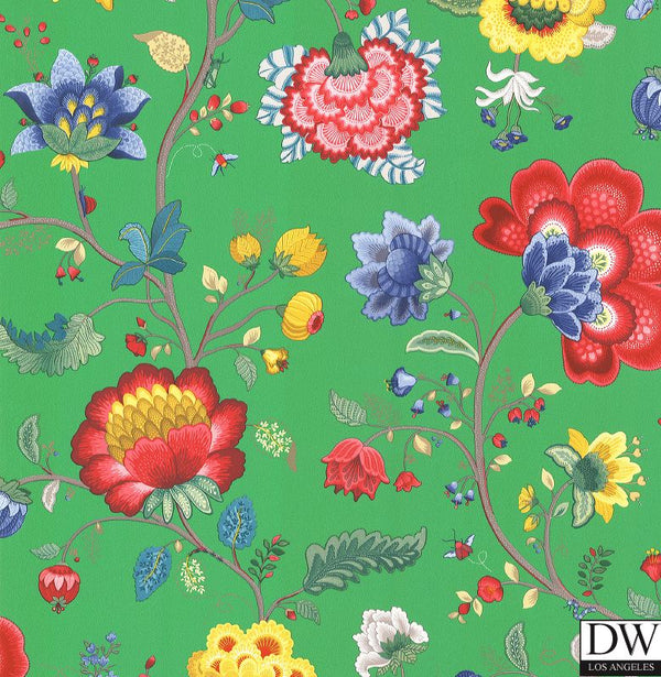 Epona Green Floral Fantasy Wallcovering