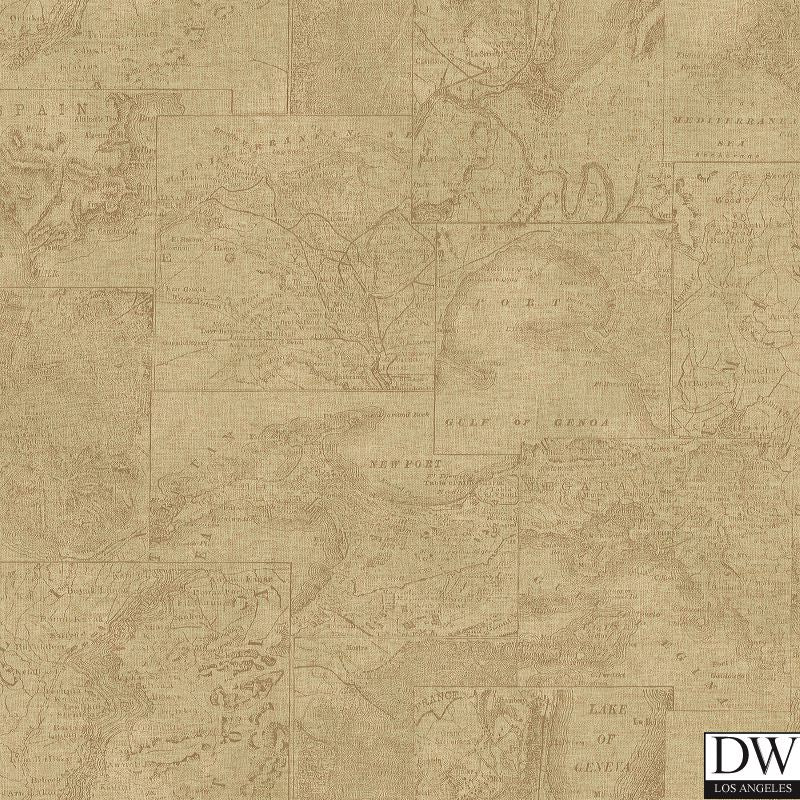 Conrad Beige Map Wallpaper