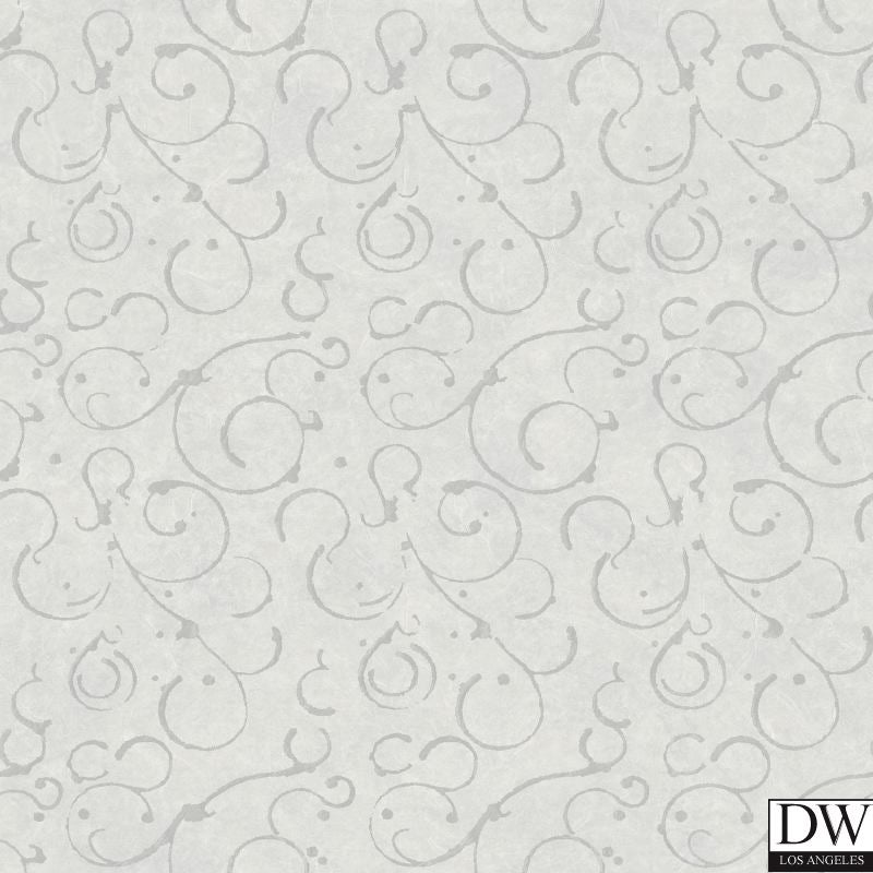 Shin Pewter Golden Scroll Texture Wallpaper