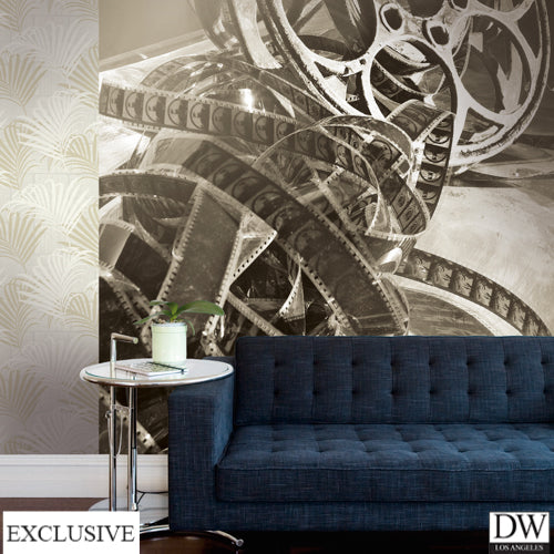 Vintage Hollywood Reel Wallcovering (Room Setting)