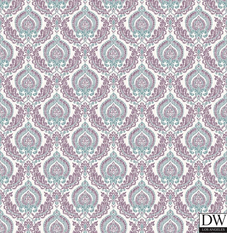 Lulu Plum Damask Wallpaper