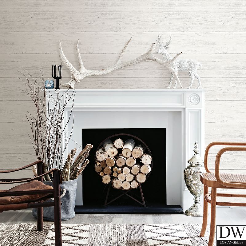 White Washed Boards Cream Shiplap Wallpaper