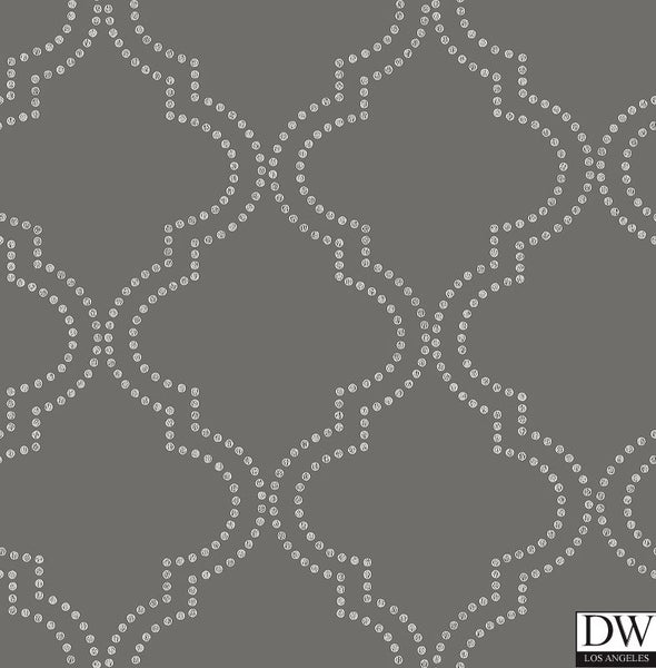 Tetra Charcoal Quatrefoil Wallpaper