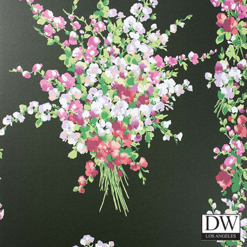 Fresh Bouquet Garland Stripe Wallpaper