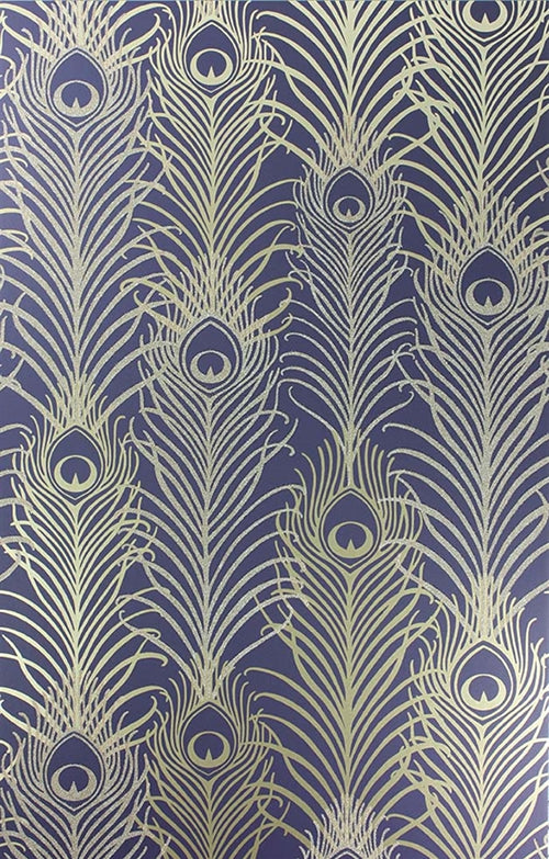 Pippy's Peacock Wallcovering - Dark Blue