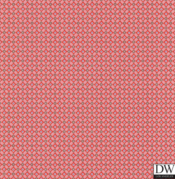 Eebe Red Floral Geometric Wallcovering