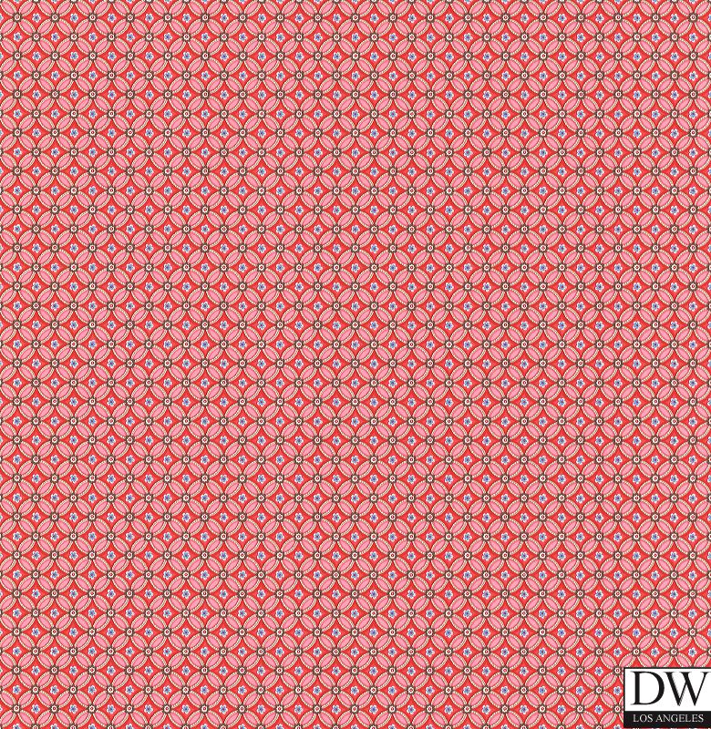 Eebe Red Floral Geometric Wallpaper